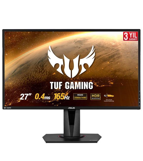 Asus 27" VG27BQ TUF Gaming 0.4ms 2K WQHD 165Hz HDMI DP G-SYNC HDR Oyuncu Monitörü