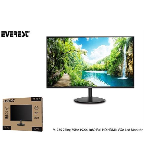 Everest M-735 27inç 75Hz 1920x1080 Full HD HDMI+VGA Led Monitör