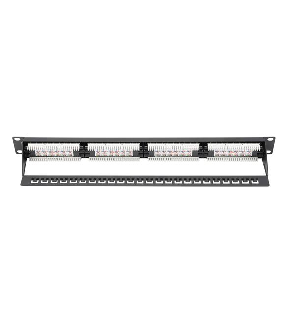 Digitus 19" 24 Port Cat-6 UTP Patch Panel, 8P8C, 50 µ (Mikron), Altın Kontak, LSA, 1U, Zırhsız_1