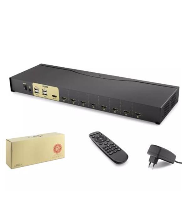 Hadron Hdx1378 8 Port Hdmi Kvm Switch  Siyah IR uzaktan kumanda