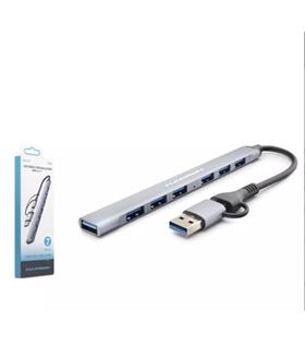 Hadron Hdx7857 Usb + Type-C Hub 7In1 1-Usb3.0 6-Usb2.0 Gri