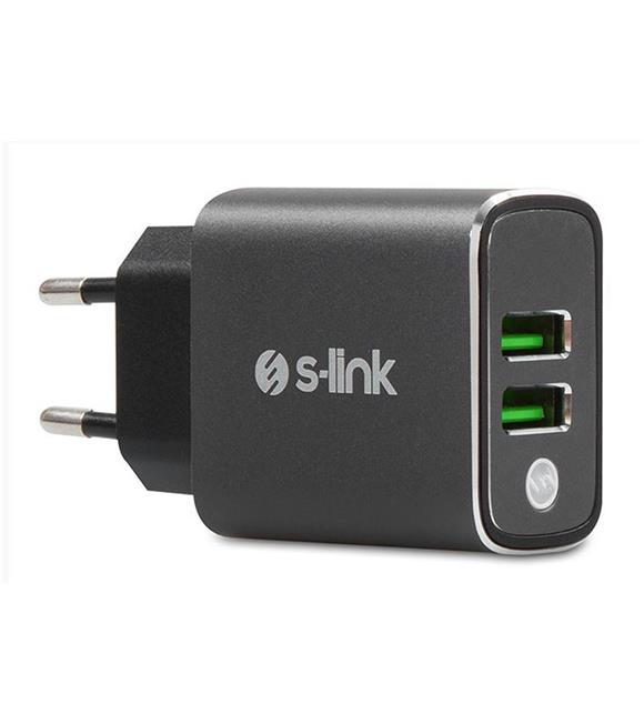 S-link SW-EHT36M 2 USB, 3.1A Metal Ev Sarj Cihazı ve Type-C Data + Sarj Kablosu_1