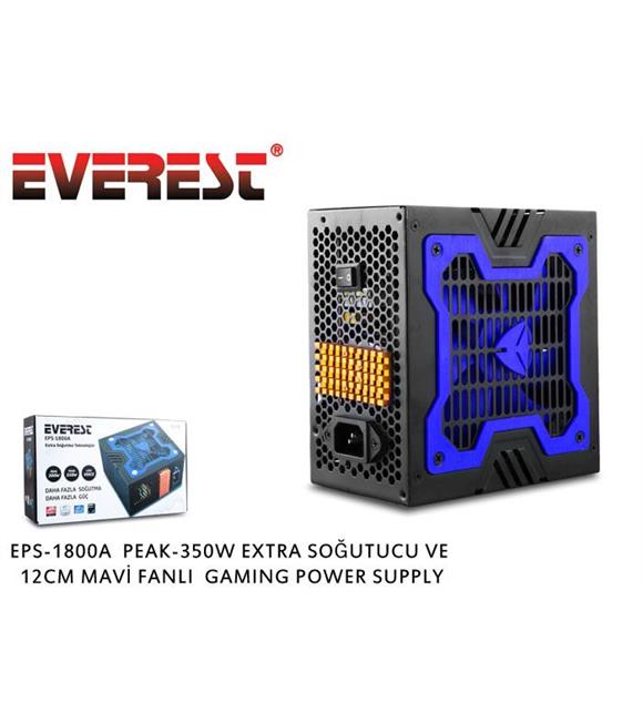 Everest EPS-1800A Peak-350W Extra Soğutucu 12cm Mavi Fan Gaming Power Supply
