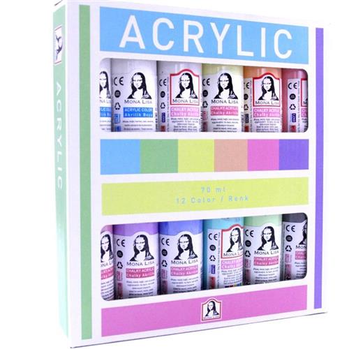 Mona Lisa Akrilik Boya 12x70 ML Set (Chalk) Okula Dönüş Kampanyası Boya Gereçleri