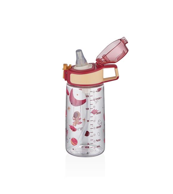 Vagonlife Tkk T3002 500ml Pipetli Kırmızı Astronot Desenli Tritan Matara