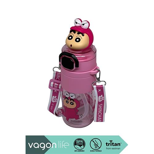 Vagonlife VGN10016 650ml Askılı Pipetli Pembe Tritan Matara Okula Dönüş Kampanyası Mataralar