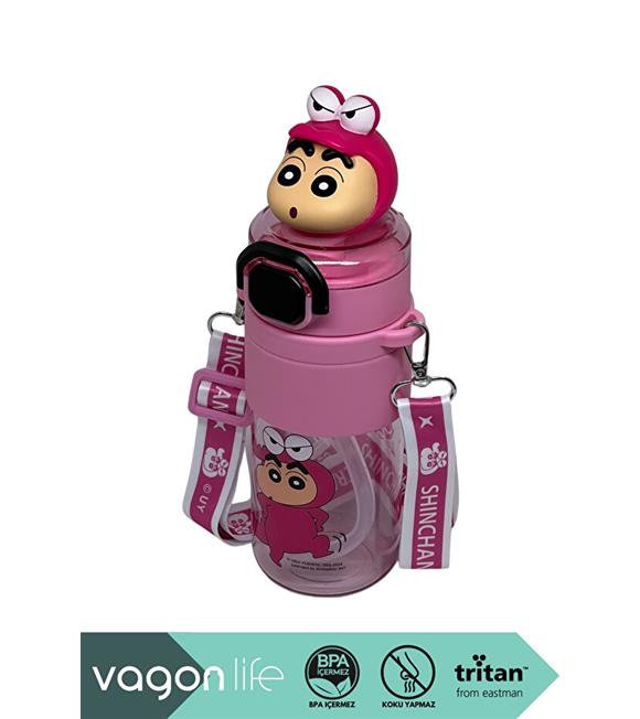 Vagonlife VGN10016 650ml Askılı Pipetli Pembe Tritan Matara