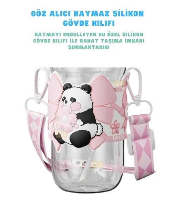 Vagonlife Diller D2518 580ml Çift Kullanım Askılı Pipetli Tritan Matara