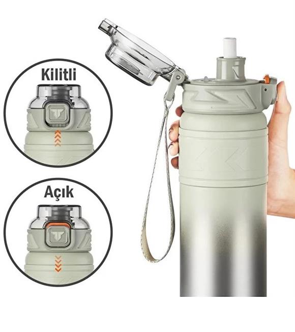 Vagonlife Tkk T2022 500ml Süzgeçli Pipetli Gold Çelik Matara