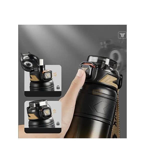 Vagonlife Tkk T2022 500ml Süzgeçli Pipetli Siyah Çelik Matara