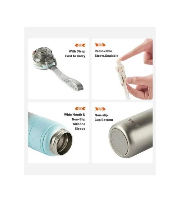 Vagonlife Tkk T2025 900ml Süzgeçli Pipetli Mavi Çelik Matara