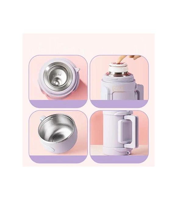 Vagonlife Tkk T2011 1000ml Askılı Bardaklı Beyaz Çelik Matara