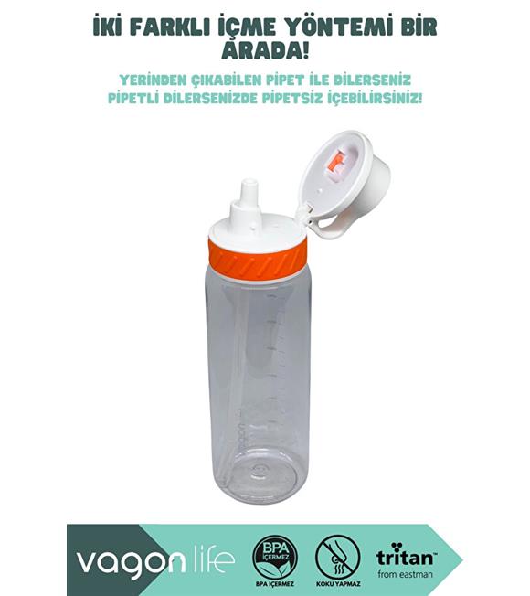 Vagonlife VGN047 800ml Pipetli Turuncu Tritan Matara