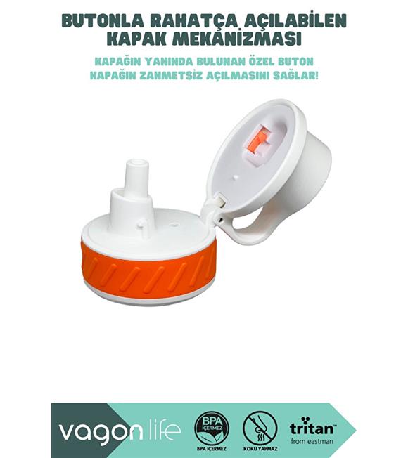 Vagonlife VGN047 800ml Pipetli Turuncu Tritan Matara