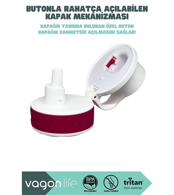 Vagonlife VGN047 800ml Pipetli Pembe Tritan Matara
