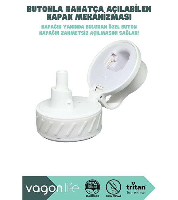 Vagonlife VGN047 800ml Pipetli Beyaz Tritan Matara