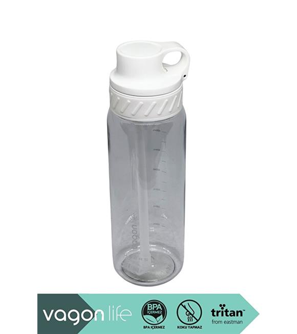 Vagonlife VGN047 800ml Pipetli Beyaz Tritan Matara
