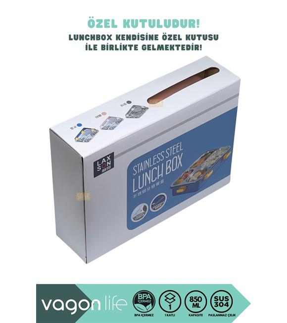 Vagonlife BL50433-1 850ml 4 Bölmeli Yeşil Çelik Saklama Kabı