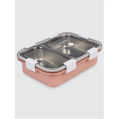 Vagonlife BL50442 800ml 2 Bölmeli Pembe Çelik Saklama Kabı Okula Dönüş Kampanyası Saklama Kapları