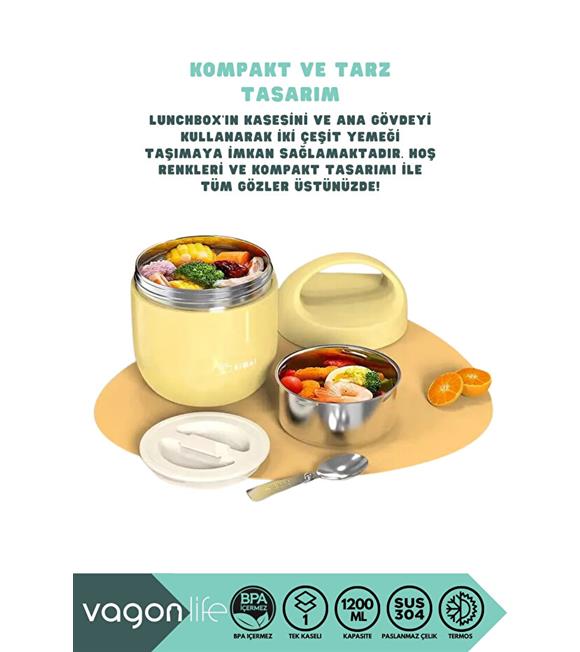 Vagonlife BL10104 1200ml Yeşil Çelik Saklama Kabı