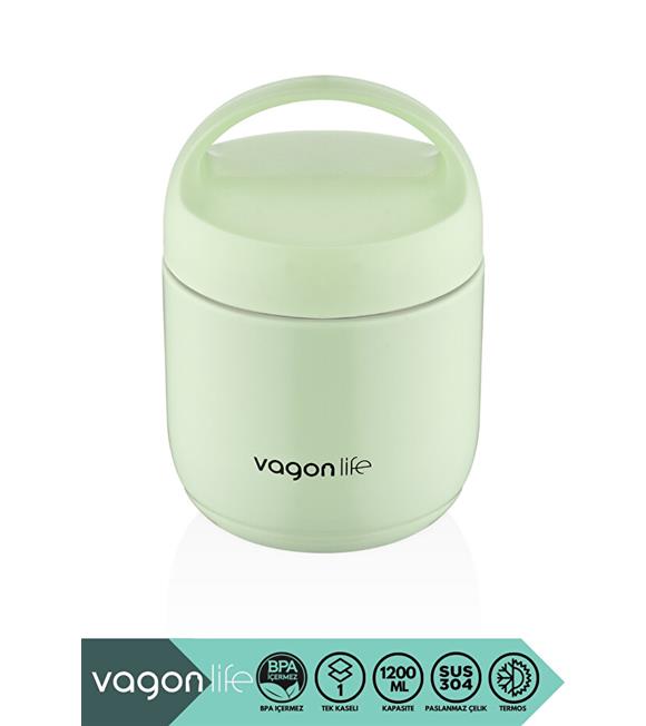 Vagonlife BL10104 1200ml Yeşil Çelik Saklama Kabı
