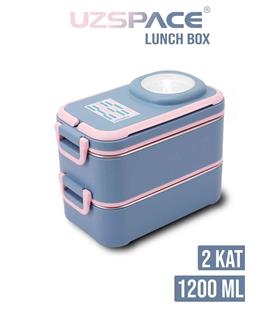 Vagonlife 8023 1200ml 2 Katlı 4 Bölmeli Gri Çelik Saklama Kabı