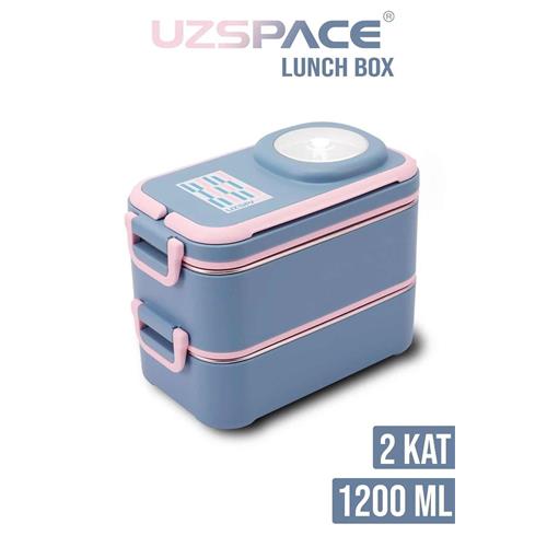 Vagonlife 8023 1200ml 2 Katlı 4 Bölmeli Gri Çelik Saklama Kabı Okula Dönüş Kampanyası Saklama Kapları