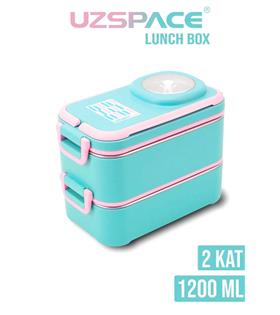 Vagonlife 8023 1200ml 2 Katlı 4 Bölmeli Turkuaz Çelik Saklama Kabı