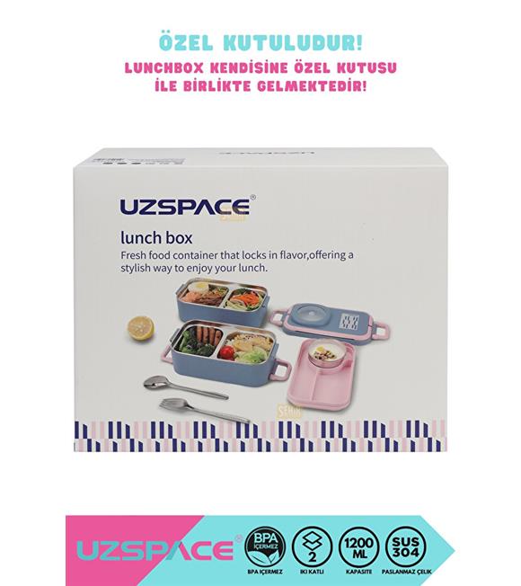 Vagonlife 8023 1200ml 2 Katlı 4 Bölmeli Siyah Çelik Saklama Kabı