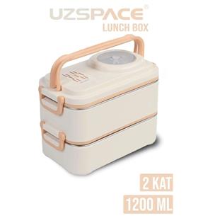 Vagonlife 8023 1200ml 2 Katlı 4 Bölmeli Krem Rengi Çelik Saklama Kabı