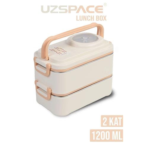 Vagonlife 8023 1200ml 2 Katlı 4 Bölmeli Krem Rengi Çelik Saklama Kabı Okula Dönüş Kampanyası Saklama Kapları