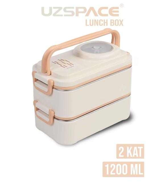 Vagonlife 8023 1200ml 2 Katlı 4 Bölmeli Krem Rengi Çelik Saklama Kabı