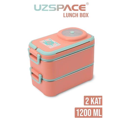 Vagonlife 8023 1200ml 2 Katlı 4 Bölmeli Mercan Çelik Saklama Kabı Okula Dönüş Kampanyası Saklama Kapları