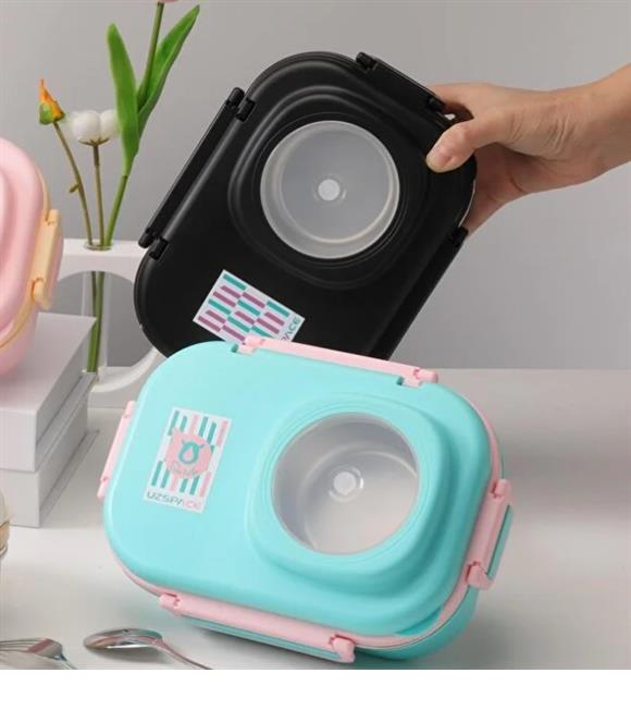 Vagonlife 8021 600ml 3 Bölmeli Siyah Çelik Saklama Kabı