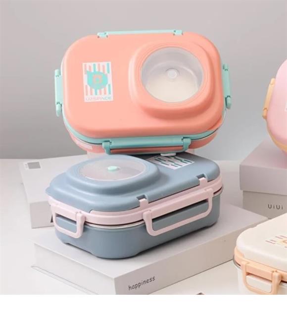 Vagonlife 8021 600ml 3 Bölmeli Mercan Çelik Saklama Kabı