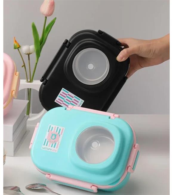 Vagonlife 8021 600ml 3 Bölmeli Turkuaz Çelik Saklama Kabı