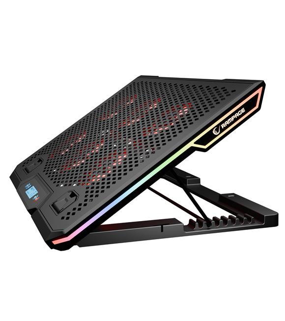 Rampage Blizzard R7 RGB Işıklı 6 Fanlı LCD Ekranlı 2 Usb Soketli 13-15.6 Notebook Soğutucu Stand