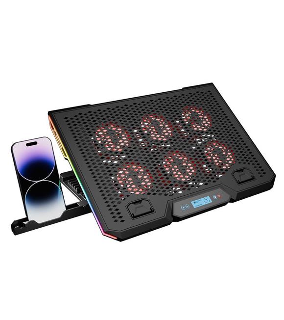 Rampage Blizzard R7 RGB Işıklı 6 Fanlı LCD Ekranlı 2 Usb Soketli 13-15.6 Notebook Soğutucu Stand