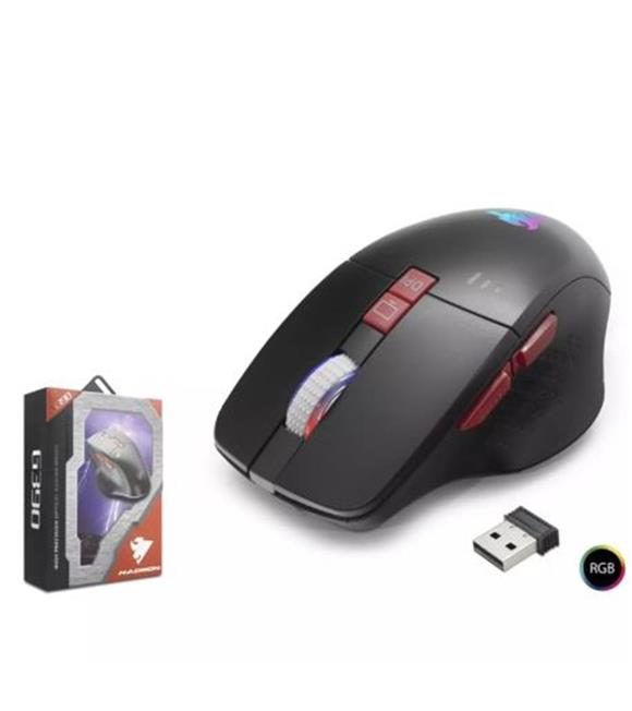 Hadron G390 Kablosuz Oyuncu Mouse Type-C Port Şarjlı + Led gösterim Rgb 1600Dpi Sessiz Siyah