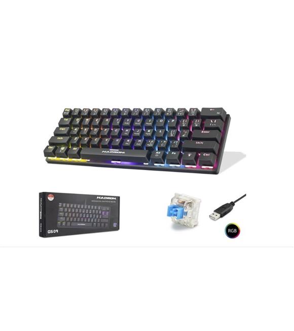 Hadron G509B Kablolu Oyuncu Mini Klavye Mekanik Blue Switch Rgb Q Siyah