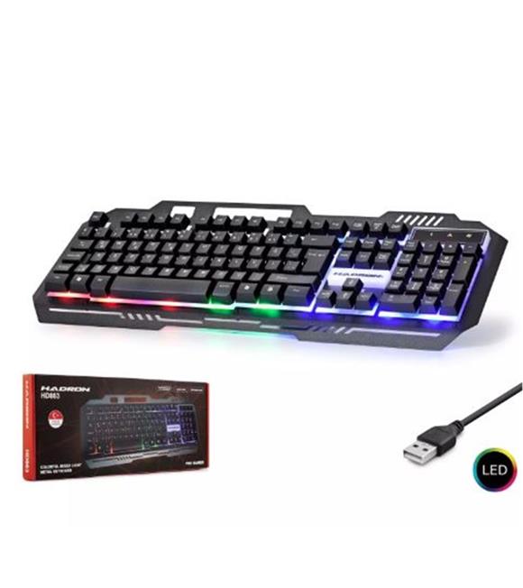 Hadron Hd863 Kablolu Oyuncu Klavye Metal Led Q Siyah