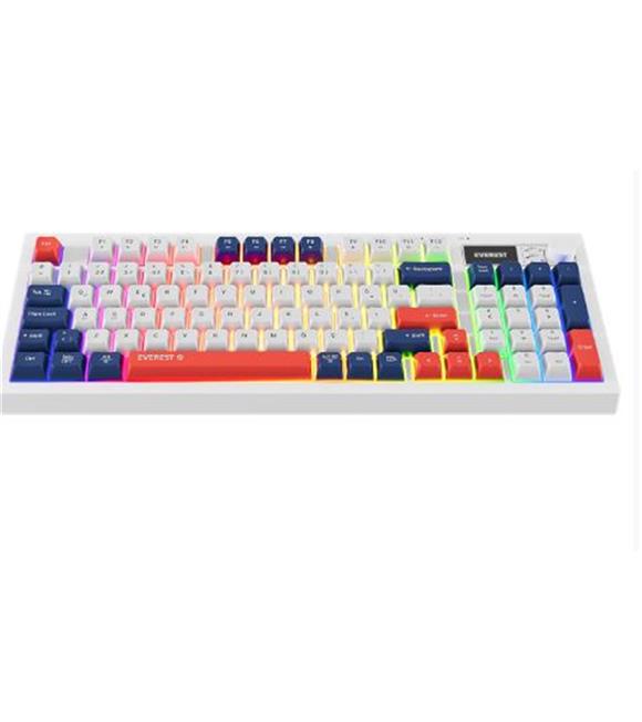 Everest KB-85 SILENT PRO Kablosuz Beyaz-Mavi-Kırmızı SESSİZ RGB Wireless 2.4Ghz Q  Oyuncu Klavyesi