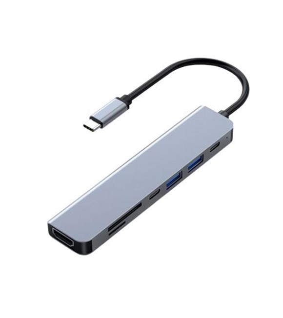 FRISBY FA-7684C Type-c -7in1 USB-C+HDMI +SD-TF+USB3,0+PD+USB-C