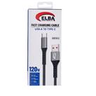 Elba Elb120-3 120w   USBC Type-c To Usb 1Mt Siyah Örgülü  Şarj Kablosu ( Data Veri )